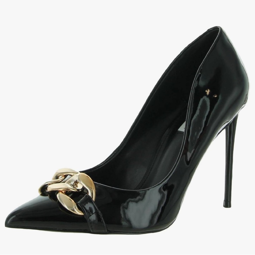 Steve Madden Vitality pointed heeled shoes with chain detail in black